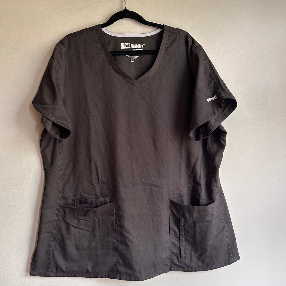 Greys Anatomy Active Barco Blackโ V-Neck Scrub Top Womens 2XL 3-Pocket GVS001